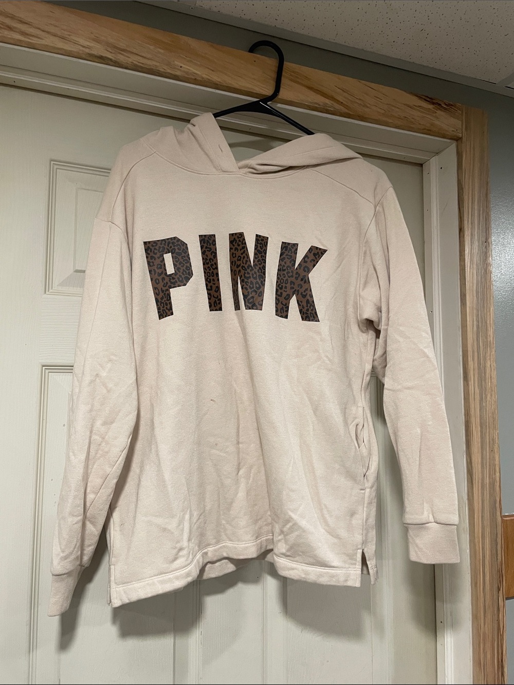 PINK cream and leopard hoodie